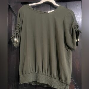 MICHAEL KORS Women's Designer Gathered Short Sleeve Pullover l Medium